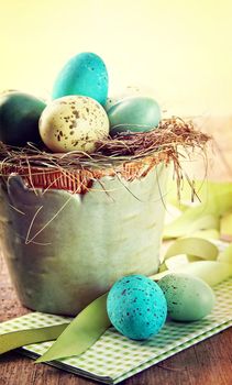 Speckled eggs with vintage feeling for Easter