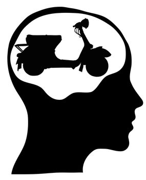 vespa  human mind Isolated over background