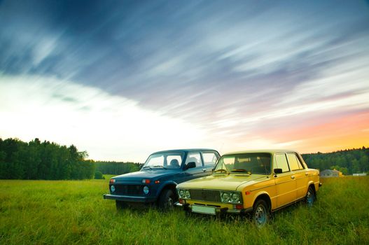 Old Soviet cars Lada 1600 and Lada Niva