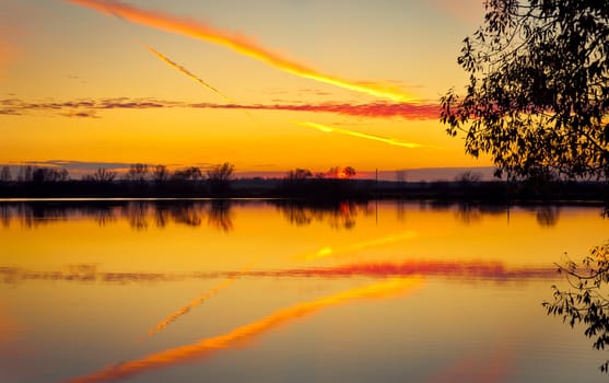 Beautiful reflection sunset