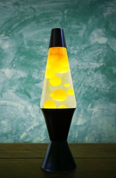 Lava lamp with yellow contents.