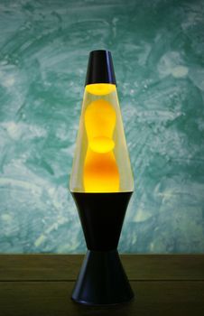 Lava lamp with yellow contents.