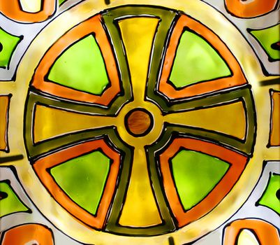 Abstract Cross on a colorful stained glass
