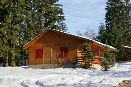 Traditional alpine cabin in the mountains