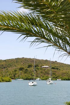 Protected boat harbor in the Caribbean