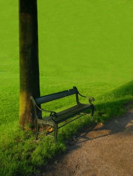A black bench in the park