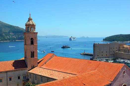 Cruise ship sailing from Dubrovnik