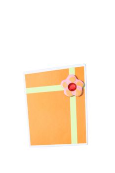 a paper cutout of a wrapped gift, isolated on white with clipping path 