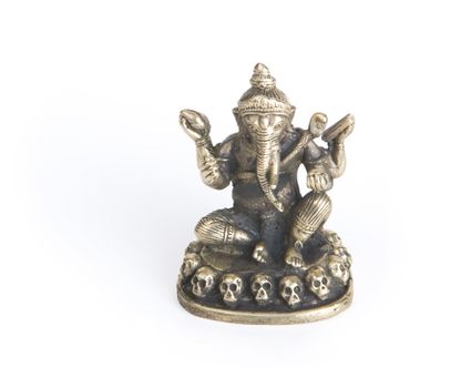 Bronze Ganesh Statue Isolated on a White Background