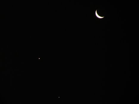 Luna, Venus, and Jupiter together in the nights sky