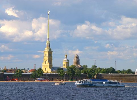 The cathedral and chapel in fortress Paul Petropavlovskaya, Saint Petersburg, Russia