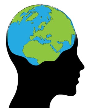 world of the human mind Isolated over background