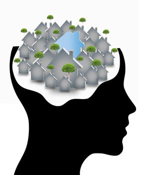 A concept for Dream Home, where Thinking head silhouette is shown