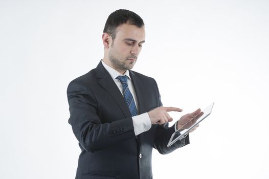 Businessman works with tablet