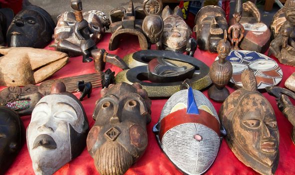 African masks at a sales exhibition