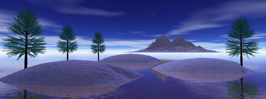 mountain and fir tree