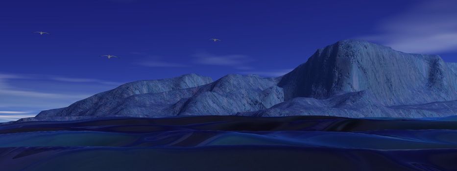 iceberg blue and birds
