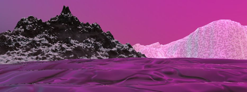 mountain and iceberg