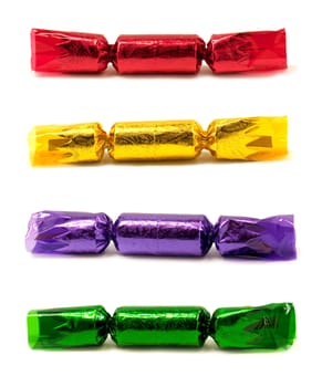 Colorful christmas crackers isolated on white background