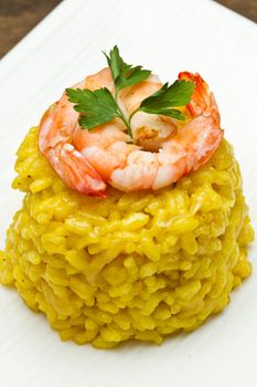 saffron risotto with fresh shrimp