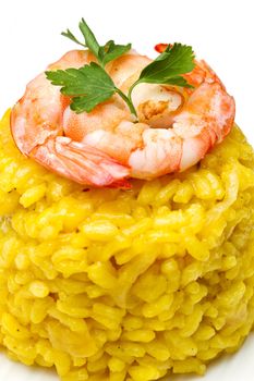 saffron risotto with fresh shrimp