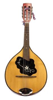 Old vintage eight string mandolin isolated on white background