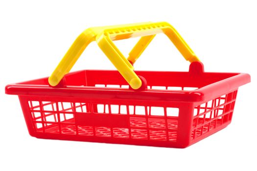 Red shopping basket isolated on white background