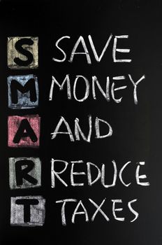 Smart goal concept on blackboard for setting management objectives 