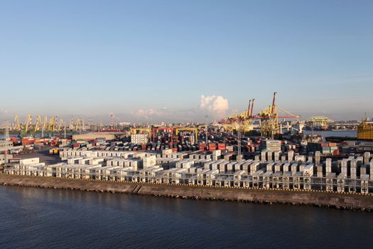 Russia St. Petersburg 24 August 2012, container terminal in the Port of St. Petersburg a top view