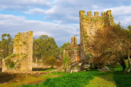 Ruins of the towers of the west in the early morning, Catoira, Spain