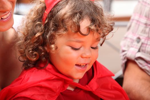 Young girl dressed up on Halloween