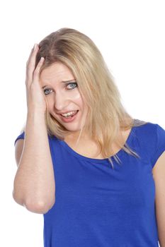 Close shot of a woman with headache