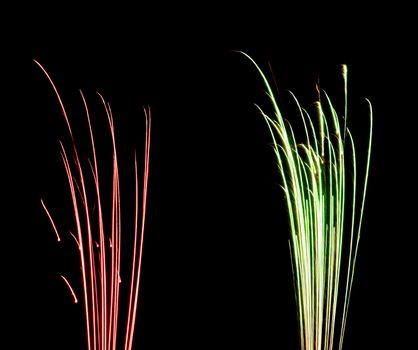 Firework fountain, against a black background