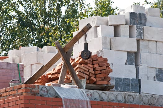 building series: construction site with baked brick