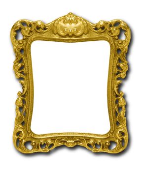 Ornate gold picture frame silhouetted against white background with drop shadow