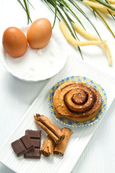delicious  pastries with chocolate and cinnamon