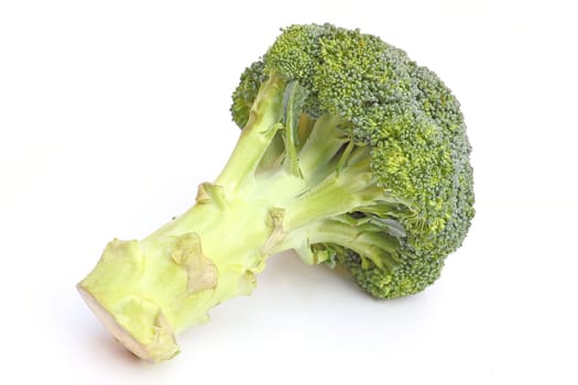 Whole broccoli head isolated on white background