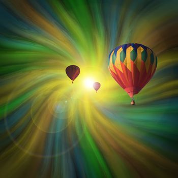 Hot-Air Balloons flying in a Pastel Vortex
