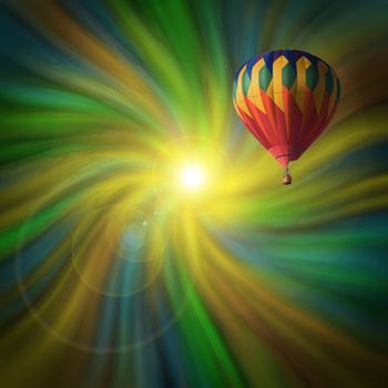 Hot-Air Balloon flying in a Pastel Vortex