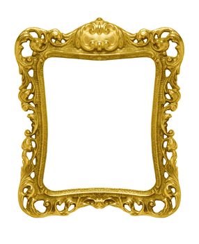 An ornate gold picture frame silhouetted against a white background