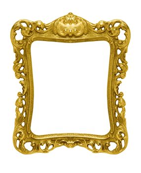 An ornate gold picture frame silhouetted against a white background