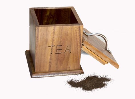 Tea caddy and loose tea.