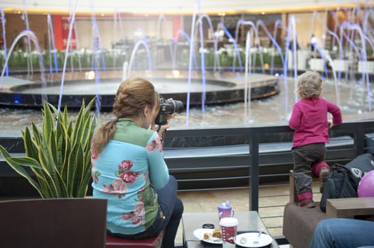Family day off in Moscow shopping mall, Russia