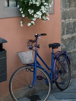 Lonely blue Bicycle in Lucca