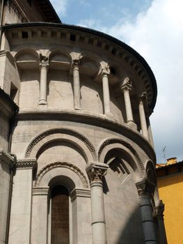 San Michele in Foro church - Lucca , Tuscany. San Michele in Foro is a Roman Catholic basilica church in Lucca. It was built over the former Roman forum. It is dedicated to Archangel Michael.