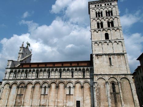 San Michele in Foro church - Lucca , Tuscany. San Michele in Foro is a Roman Catholic basilica church in Lucca. It was built over the former Roman forum. It is dedicated to Archangel Michael.