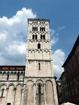 San Michele in Foro church - Lucca , Tuscany. San Michele in Foro is a Roman Catholic basilica church in Lucca. It was built over the former Roman forum. It is dedicated to Archangel Michael.