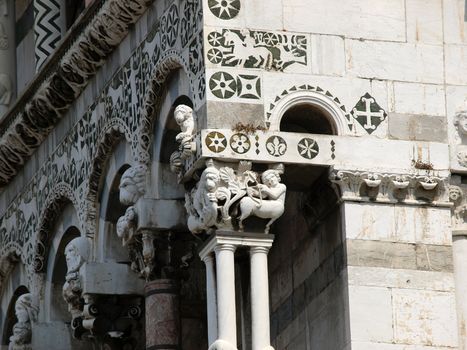 San Michele in Foro church - Lucca , Tuscany. San Michele in Foro is a Roman Catholic basilica church in Lucca. It was built over the former Roman forum. It is dedicated to Archangel Michael.