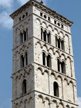 San Michele in Foro church - Lucca , Tuscany. San Michele in Foro is a Roman Catholic basilica church in Lucca. It was built over the former Roman forum. It is dedicated to Archangel Michael.