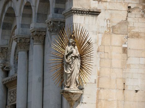 San Michele in Foro church - Lucca , Tuscany. San Michele in Foro is a Roman Catholic basilica church in Lucca. It was built over the former Roman forum. It is dedicated to Archangel Michael.